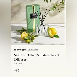 NEST Santorini Olive•Citron reed diffuser
